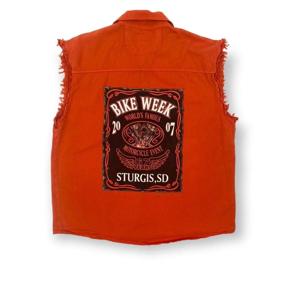 Vintage STURGIS SD 2007 Motorcycle Bike Week Cut Off Shirt Sz 2XL